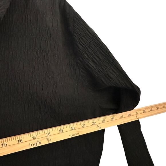 Hanna Andersson Women's Black Gauzy Pearl Button Up Blouse Size 14 - Picture 5 of 8